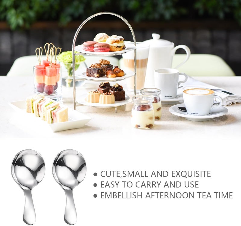 ICSTM Small Scoops for Canisters,4 Pcs Coffee Scoops,Short Handle Spoons for Salt Sugar Condiments Coffee Tea Dessert (Silver) - Image 5